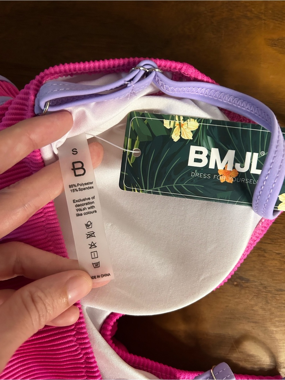 NWT BMJL Women's High Waisted Bikini Ribbed Two Piece Swimsuit, Size S - Picture 5 of 5
